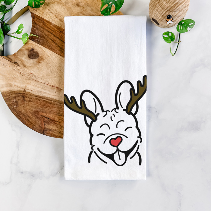 Reindeer Antler Red Nose Dog  Breed Tea Towel - 50+ Breeds