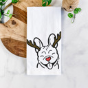 French Bulldog Reindeer Antler Red Nose Dog  Breed Tea Towel - 50+ Breeds