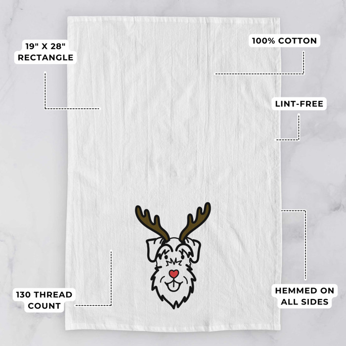 Reindeer Antler Red Nose Dog  Breed Tea Towel - 50+ Breeds