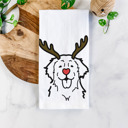 Golden Retriever 2 Reindeer Antler Red Nose Dog  Breed Tea Towel - 50+ Breeds