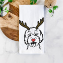 Goldendoodle 2 Reindeer Antler Red Nose Dog  Breed Tea Towel - 50+ Breeds