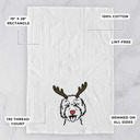 Goldendoodle 2 Reindeer Antler Red Nose Dog  Breed Tea Towel - 50+ Breeds