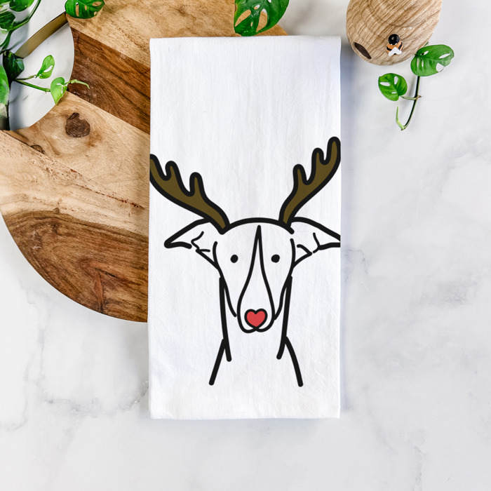 Reindeer Antler Red Nose Dog  Breed Tea Towel - 50+ Breeds