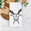 Greyhound Reindeer Antler Red Nose Dog  Breed Tea Towel - 50+ Breeds