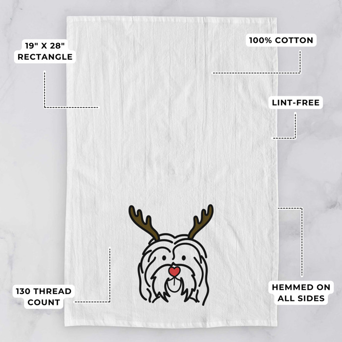 Reindeer Antler Red Nose Dog  Breed Tea Towel - 50+ Breeds