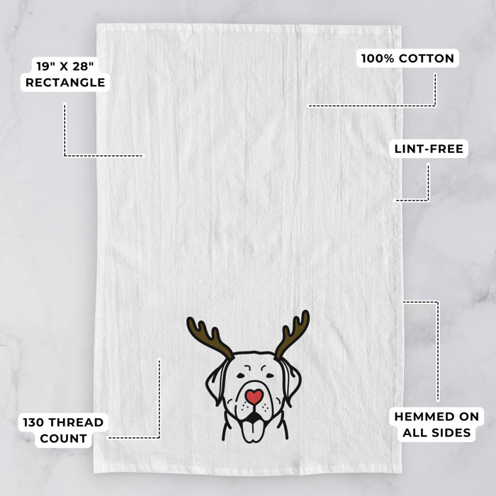Reindeer Antler Red Nose Dog  Breed Tea Towel - 50+ Breeds