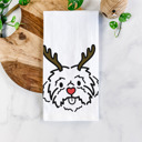 Shih Tzu Reindeer Antler Red Nose Dog  Breed Tea Towel - 50+ Breeds