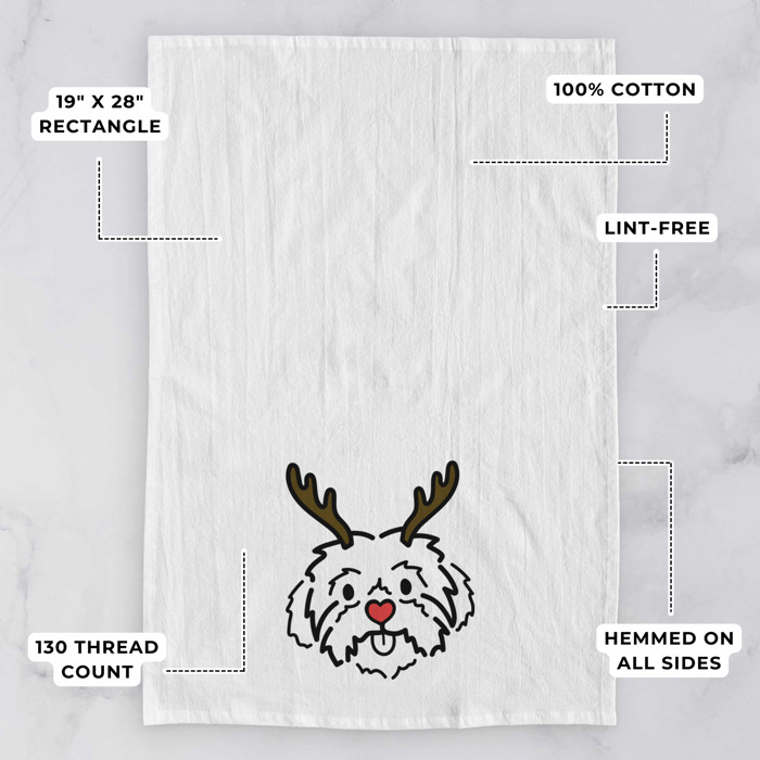 Reindeer Antler Red Nose Dog  Breed Tea Towel - 50+ Breeds