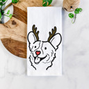 Corgi Reindeer Antler Red Nose Dog  Breed Tea Towel - 50+ Breeds