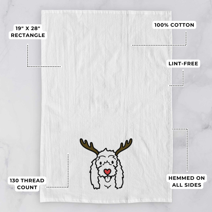 Reindeer Antler Red Nose Dog  Breed Tea Towel - 50+ Breeds
