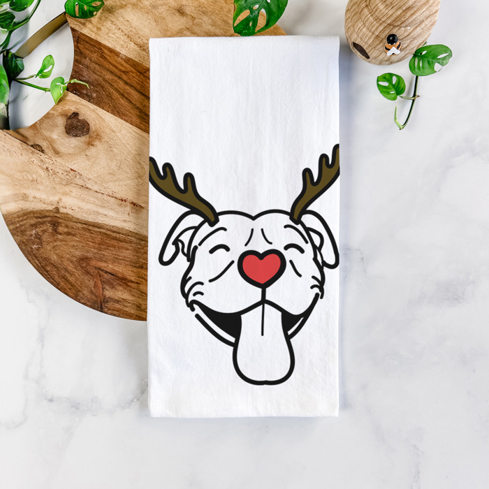 Reindeer Antler Red Nose Dog  Breed Tea Towel - 50+ Breeds