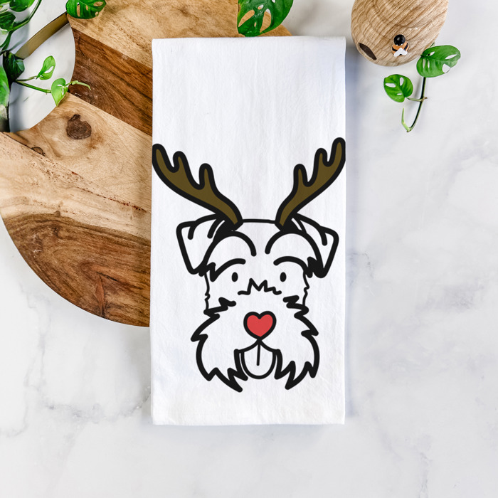 Reindeer Antler Red Nose Dog  Breed Tea Towel - 50+ Breeds