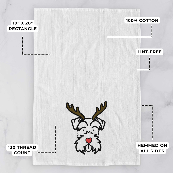 Reindeer Antler Red Nose Dog  Breed Tea Towel - 50+ Breeds