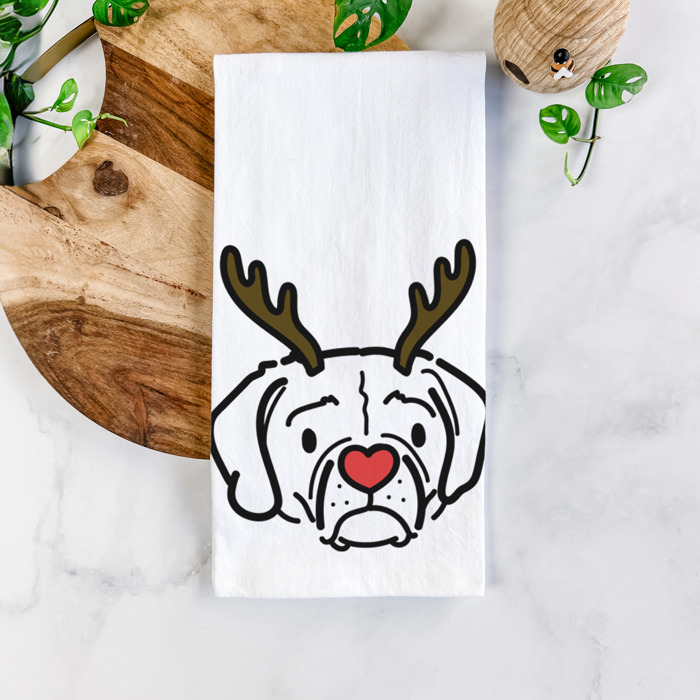 Reindeer Antler Red Nose Dog  Breed Tea Towel - 50+ Breeds