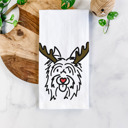 Silky Terrier Reindeer Antler Red Nose Dog  Breed Tea Towel - 50+ Breeds