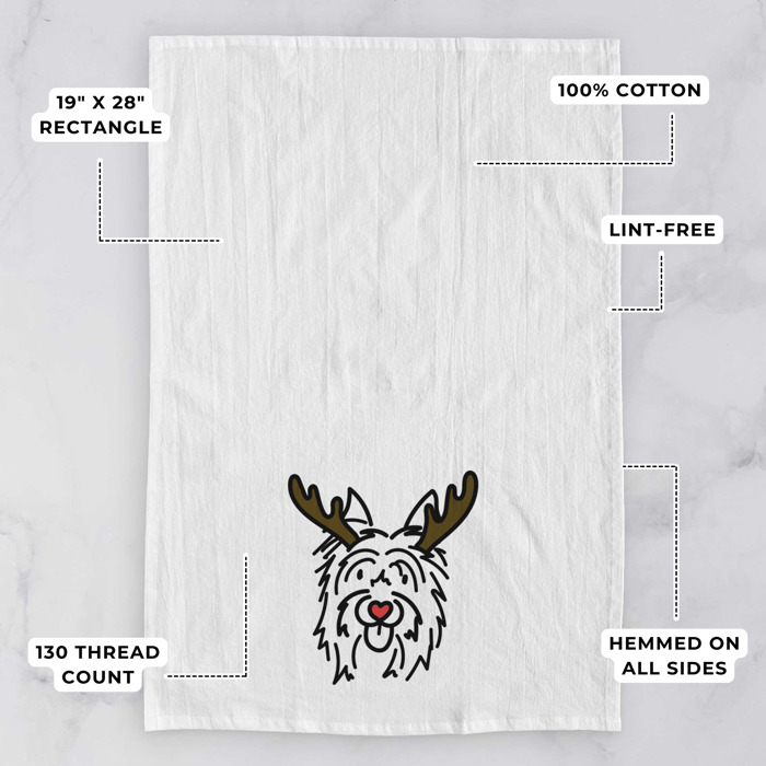 Reindeer Antler Red Nose Dog  Breed Tea Towel - 50+ Breeds
