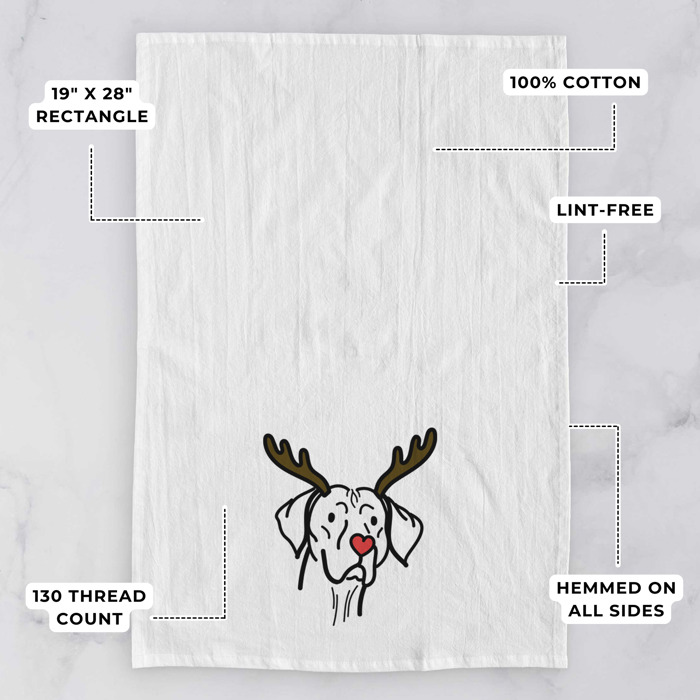Reindeer Antler Red Nose Dog  Breed Tea Towel - 50+ Breeds