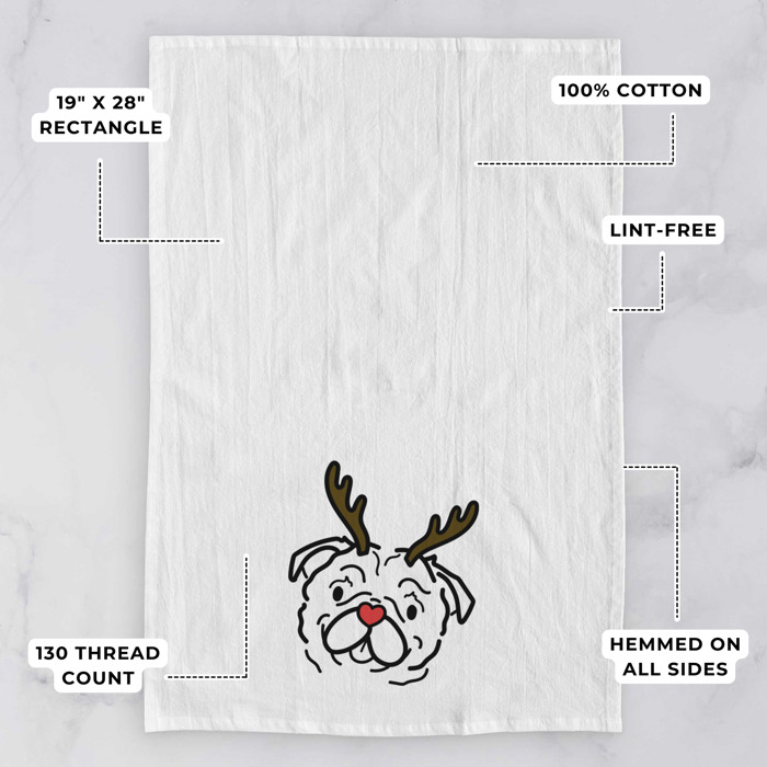 Reindeer Antler Red Nose Dog  Breed Tea Towel - 50+ Breeds
