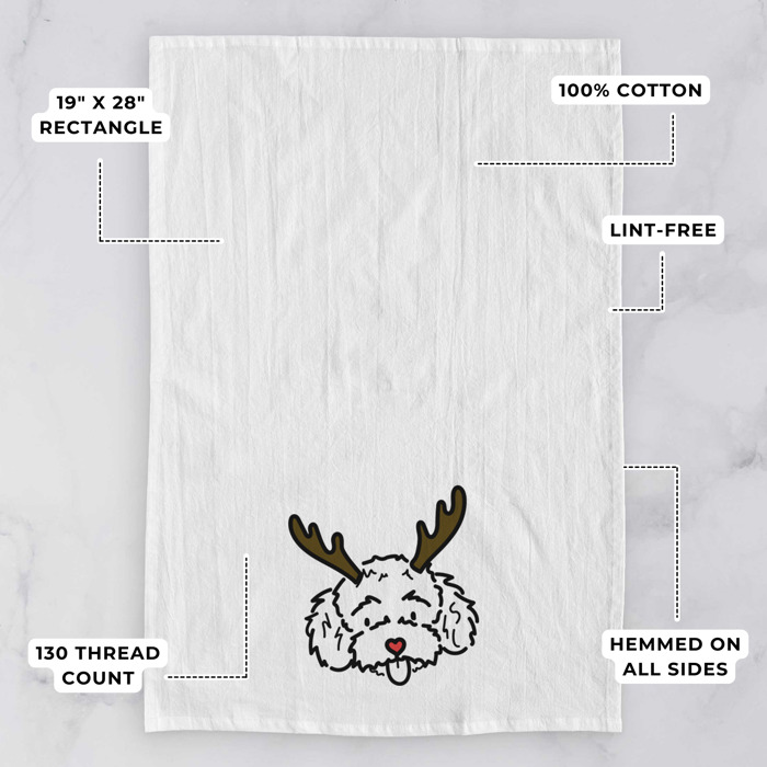 Reindeer Antler Red Nose Dog  Breed Tea Towel - 50+ Breeds