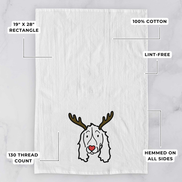 Reindeer Antler Red Nose Dog  Breed Tea Towel - 50+ Breeds