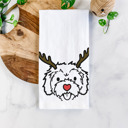 Cockapoo Reindeer Antler Red Nose Dog  Breed Tea Towel - 50+ Breeds