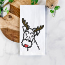 Wire Fox Terrier Reindeer Antler Red Nose Dog  Breed Tea Towel - 50+ Breeds