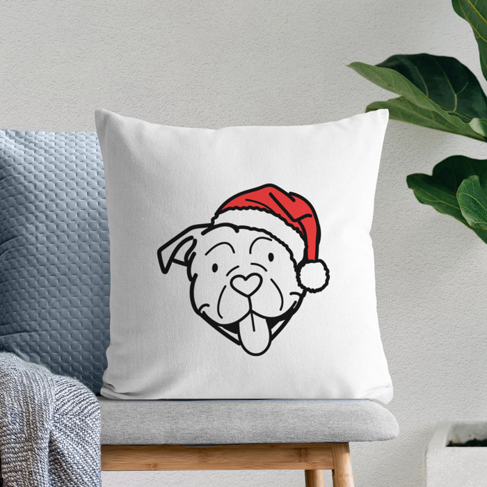Doodled Santa Hat Dog Breed Throw Pillow Cover -50+ Breeds