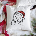 American Bully Doodled Santa Hat Dog Breed Throw Pillow Cover -50+ Breeds