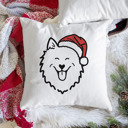 American Eskimo Doodled Santa Hat Dog Breed Throw Pillow Cover -50+ Breeds