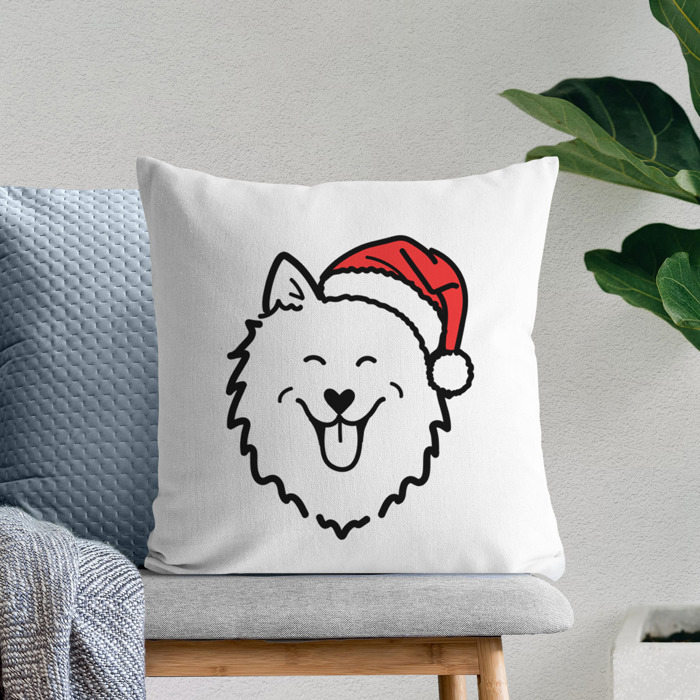 Doodled Santa Hat Dog Breed Throw Pillow Cover -50+ Breeds