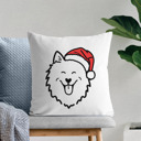 American Eskimo Doodled Santa Hat Dog Breed Throw Pillow Cover -50+ Breeds
