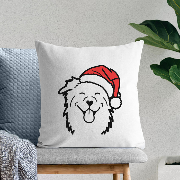 Doodled Santa Hat Dog Breed Throw Pillow Cover -50+ Breeds