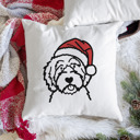 Aussiedoodle Doodled Santa Hat Dog Breed Throw Pillow Cover -50+ Breeds