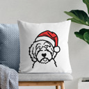 Aussiedoodle Doodled Santa Hat Dog Breed Throw Pillow Cover -50+ Breeds