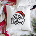 Goldendoodle Doodled Santa Hat Dog Breed Throw Pillow Cover -50+ Breeds
