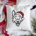 Jack Russell Terrier Doodled Santa Hat Dog Breed Throw Pillow Cover -50+ Breeds