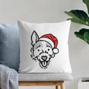 Jack Russell Terrier Doodled Santa Hat Dog Breed Throw Pillow Cover -50+ Breeds