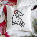 Long Hair Dachshund Doodled Santa Hat Dog Breed Throw Pillow Cover -50+ Breeds
