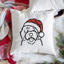 Bernedoodle Doodled Santa Hat Dog Breed Throw Pillow Cover -50+ Breeds
