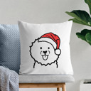 Bichon Frise Doodled Santa Hat Dog Breed Throw Pillow Cover -50+ Breeds