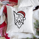 Border Collie Doodled Santa Hat Dog Breed Throw Pillow Cover -50+ Breeds