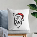 Border Collie Doodled Santa Hat Dog Breed Throw Pillow Cover -50+ Breeds