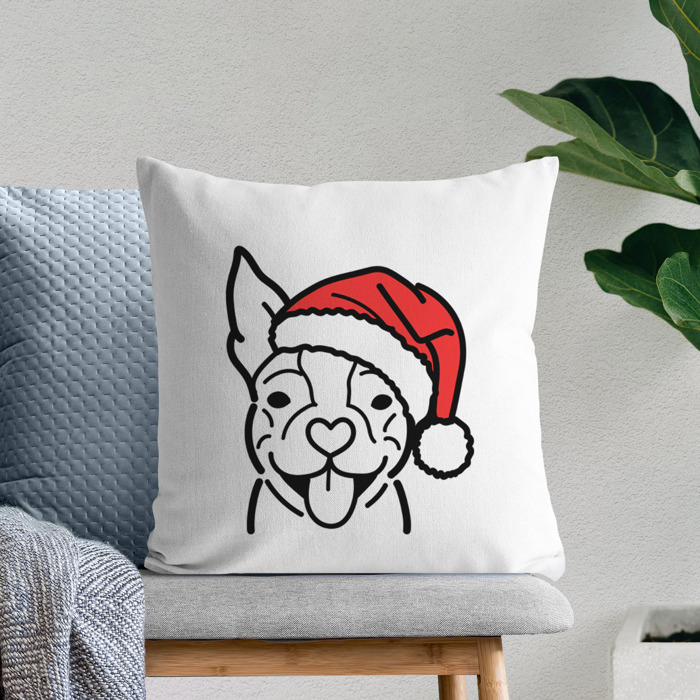 Doodled Santa Hat Dog Breed Throw Pillow Cover -50+ Breeds