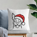 Boston Terrier Doodled Santa Hat Dog Breed Throw Pillow Cover -50+ Breeds