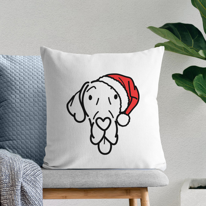 Doodled Santa Hat Dog Breed Throw Pillow Cover -50+ Breeds