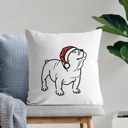 English Bulldog Doodled Santa Hat Dog Breed Throw Pillow Cover -50+ Breeds