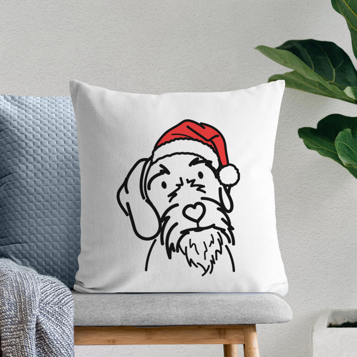 Doodled Santa Hat Dog Breed Throw Pillow Cover -50+ Breeds