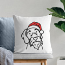 German Wirehaired Pointer Doodled Santa Hat Dog Breed Throw Pillow Cover -50+ Breeds
