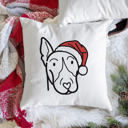 Bull Terrier Doodled Santa Hat Dog Breed Throw Pillow Cover -50+ Breeds