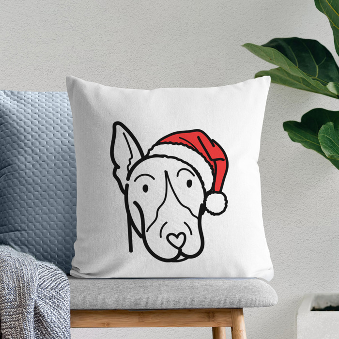 Doodled Santa Hat Dog Breed Throw Pillow Cover -50+ Breeds